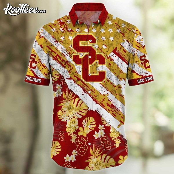 USC Trojans Tropical Flower And Flag Hawaiian Shirt And Shorts