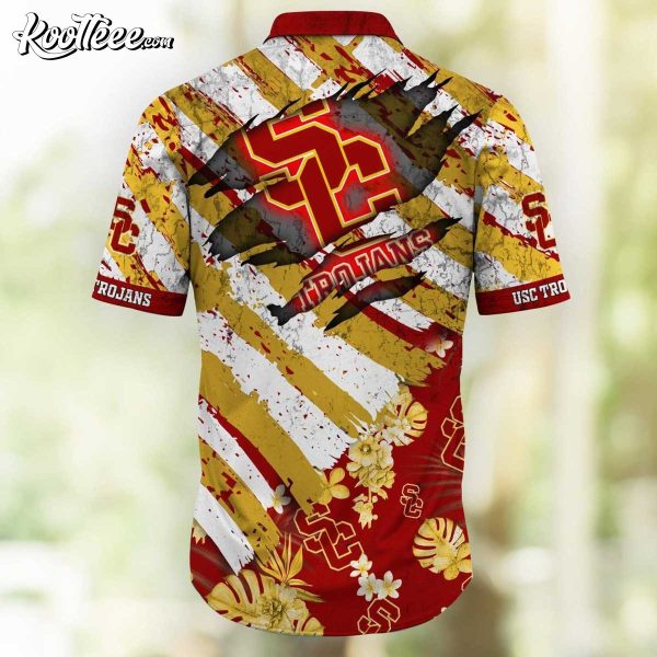 USC Trojans Tropical Flower And Flag Hawaiian Shirt And Shorts