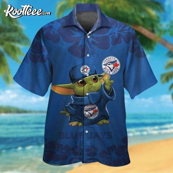 Toronto Blue Jays Baby Yoda Hibiscus Flower Hawaiian Shirt