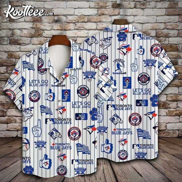 Let’s Go Blue Jays Baseball Motifs White Hawaiian Shirt