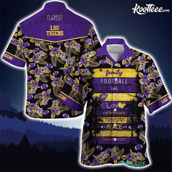 LSU Tigers Purple Hibiscus Flower Hawaiian Shirt