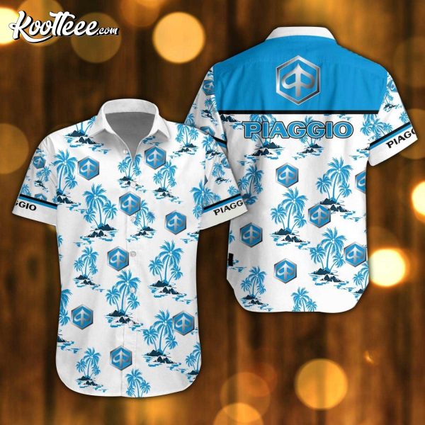 Piaggio Logo White Hawaiian Shirt