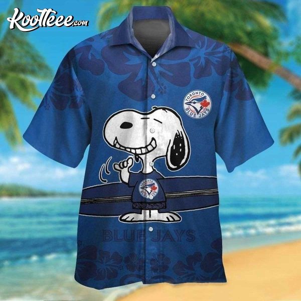 Toronto Blue Jays Snoopy Surfboard Hibiscus Flowers Hawaiian Shirt