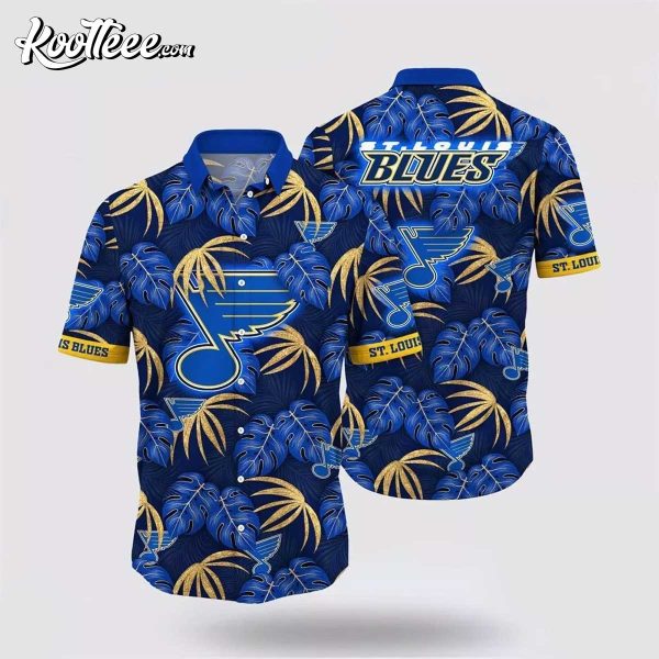 St Louis Blues Tropical Motifs Hawaiian Shirt