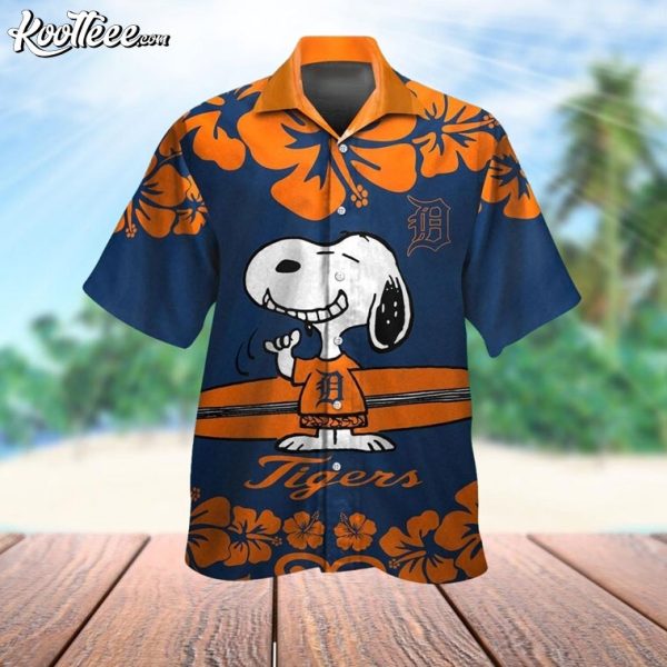 Detroit Tigers Snoopy Tropical Hawaiian Shirt