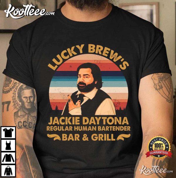 Lucky Brews Jackie Daytona Bartender Retro 90s T-Shirt