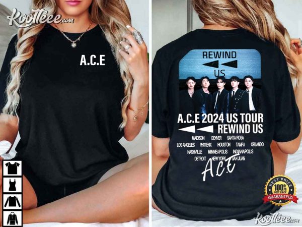 ACE Kpop 2024 Us Tour Rewind Us T-Shirt