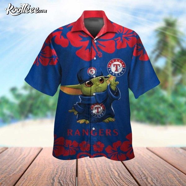 Texas Rangers Star Wars Baby Yoda Hawaiian Shirt