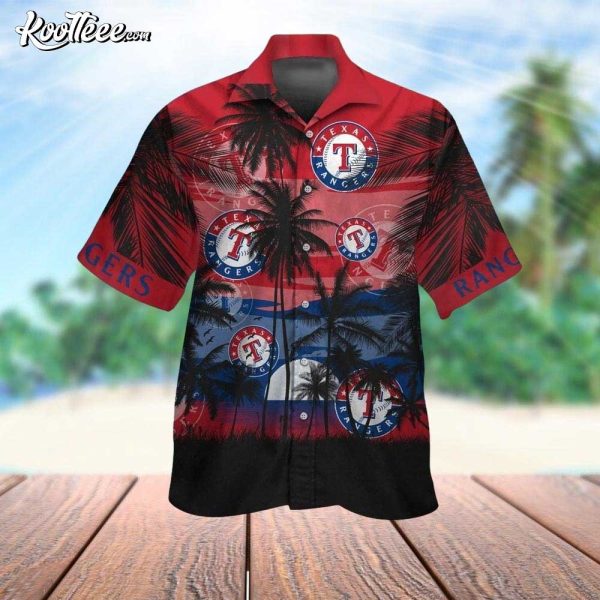 Texas Rangers Tropical Sunset Oasis Hawaiian Shirt