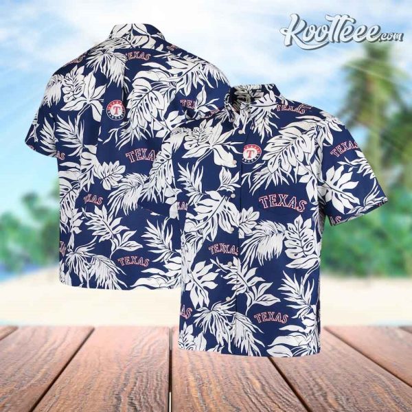 Texas Rangers Button Up Aloha Navy Hawaiian Shirt