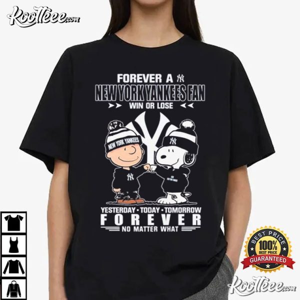 New York Yankees Fan Forever Peanuts Snoopy And Charlie Brown T-Shirt