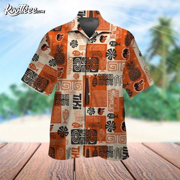 Baltimore Orioles Tropical Pattern Hawaiian Shirt