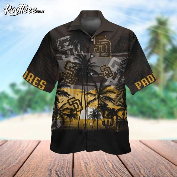 Padres Palm Tree Pinstripe Paradise Hawaiian Shirt