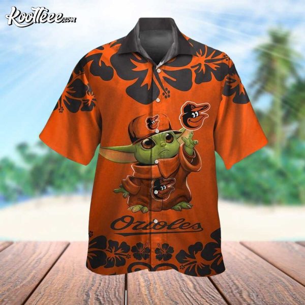 Baltimore Orioles Star Wars Baby Yoda Hawaiian Shirt