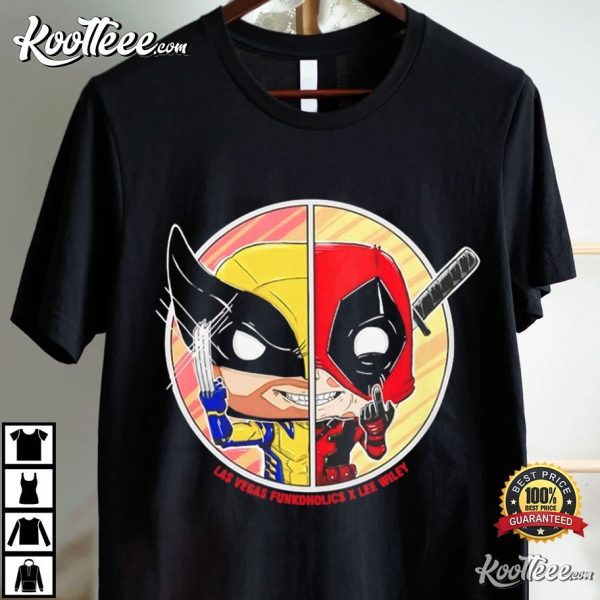 Deadpool Wolverine Las Vegas Funkoholics X Lee Wiley T-Shirt