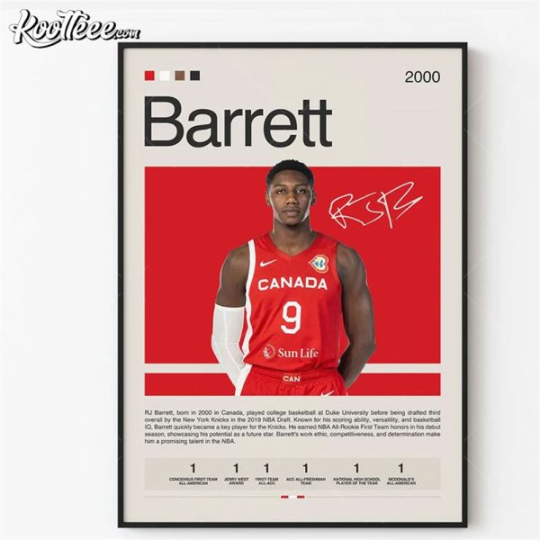 RJ Barrett Team Canada NBA Basketball Poster