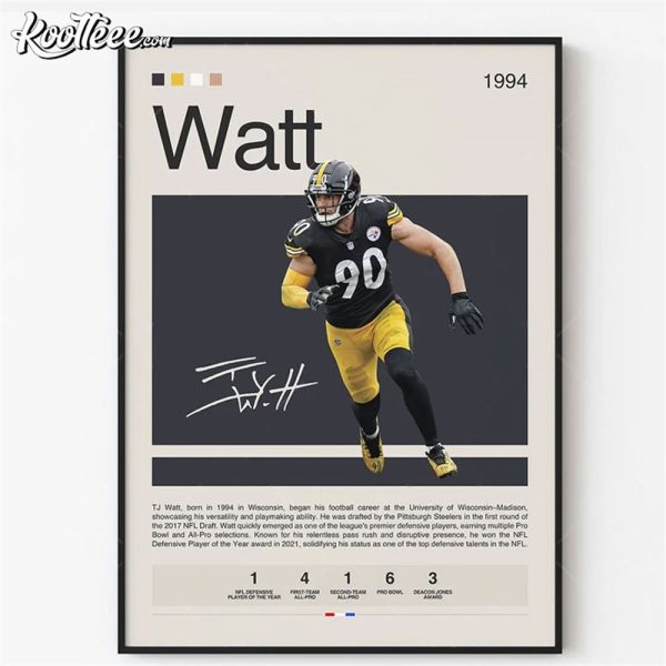 TJ Watt Pittsburgh Steelers NFL Football Poster