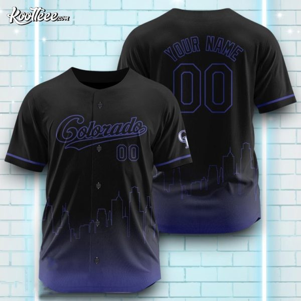 Colorado Rockies Black Blue Pattern Custom Name Baseball Jersey