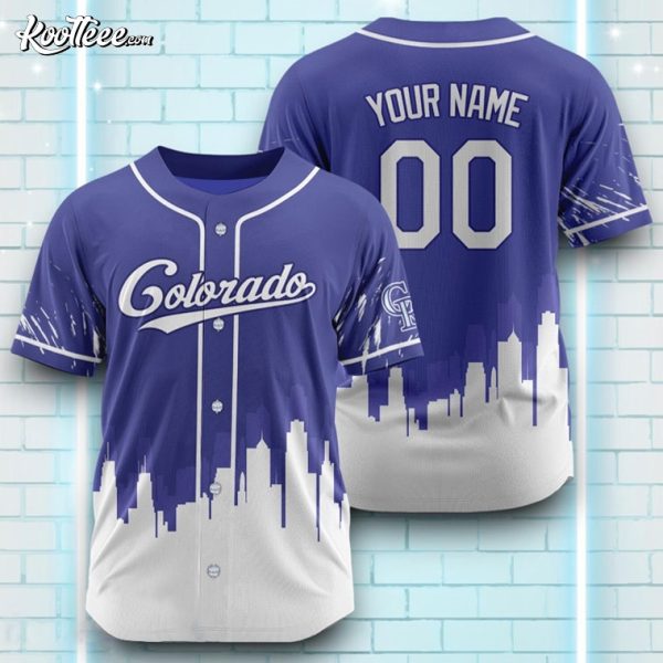 Colorado Rockies Blue White Pattern Custom Name Baseball Jersey