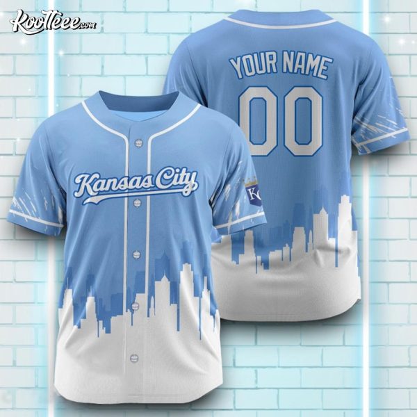 Kansas City Royals Blue White Pattern Custom Baseball Jersey