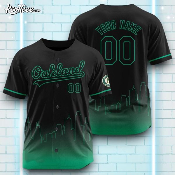 Oakland Athletics Black Green Pattern Custom Baseball Jersey