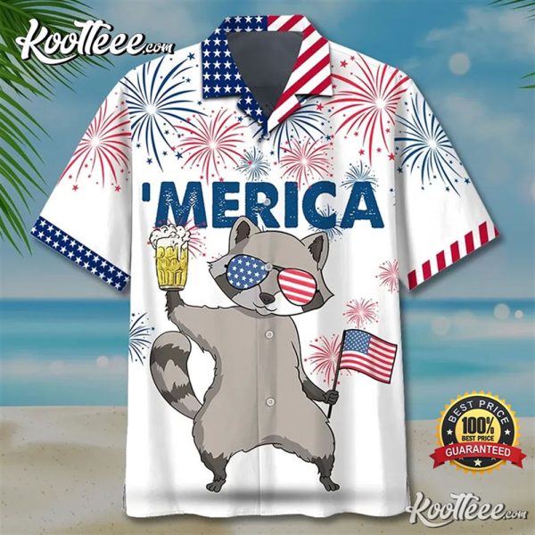 4th July Raccoon ‘Merica Hawaiian Shirt