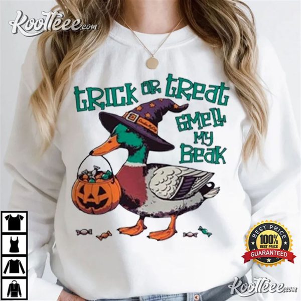 Witch Duck Trick Or Treat Smell My Beak Halloween T-Shirt