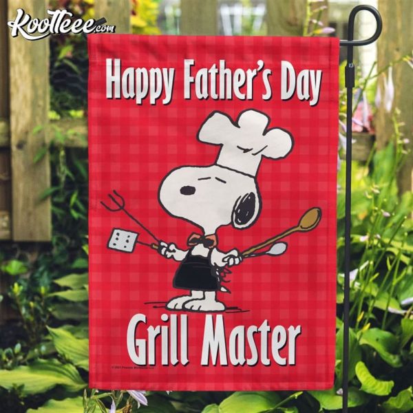 Happy Fathers Day Grill Master Peanuts Snoopy Flag