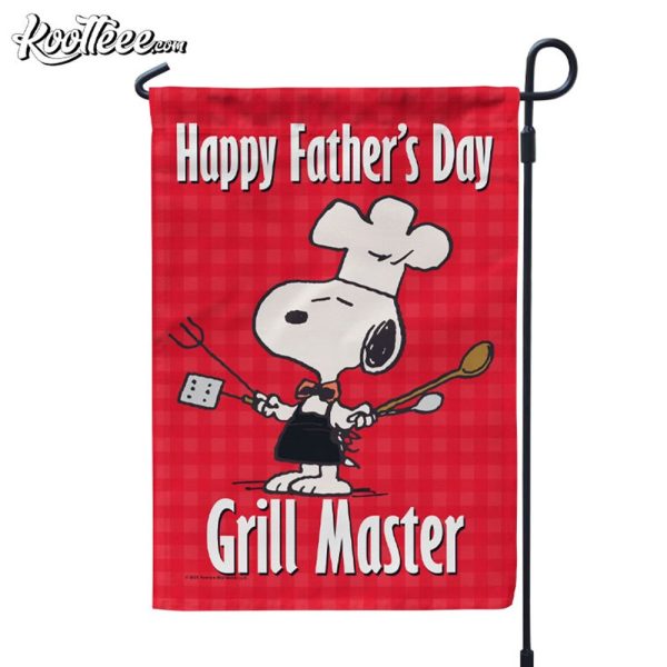 Happy Fathers Day Grill Master Peanuts Snoopy Flag