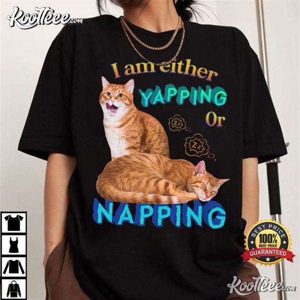 I Am Either Yapping Or Napping Cat Meme T-Shirt