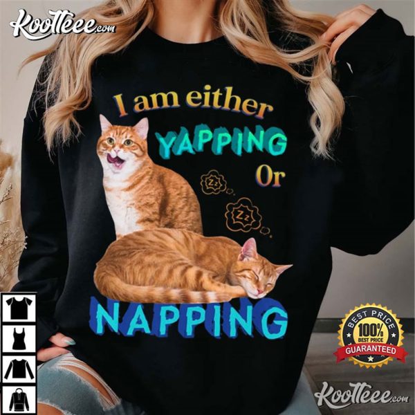 I Am Either Yapping Or Napping Cat Meme T-Shirt