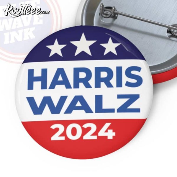 Harris Walz 2024 Election Democrat Campaign Pin Button