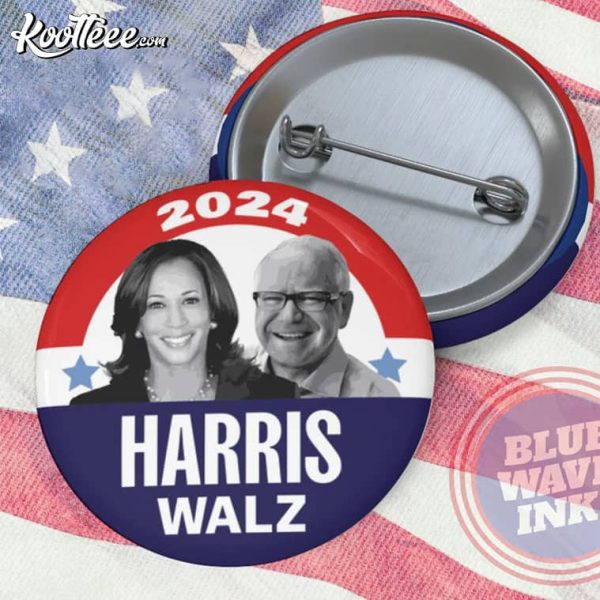 Harris Walz 2024 Election Democrat Pin Button