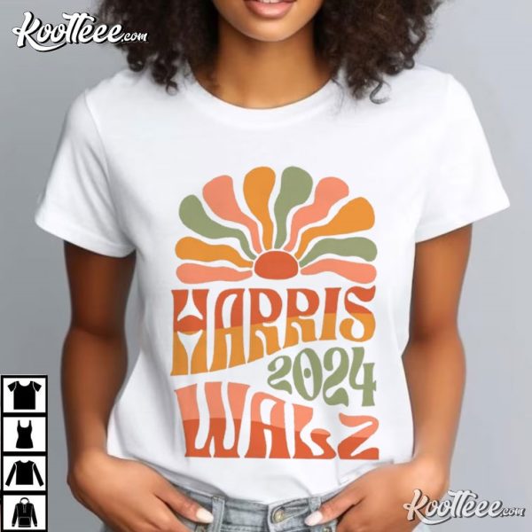 Retro Harris Walz 2024 Democrat Liberal Feminist T-Shirt