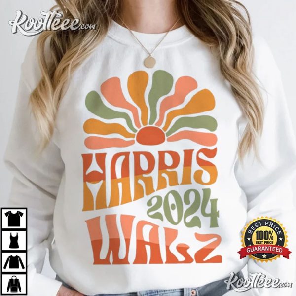 Retro Harris Walz 2024 Democrat Liberal Feminist T-Shirt