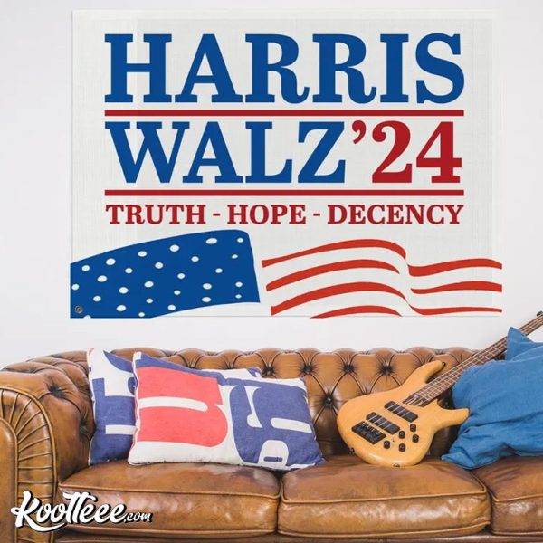 Harris Walz 2024 Truth Hope Decency Flag