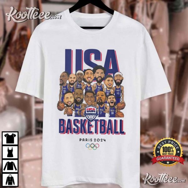 Team USA Basketball Olympic Paris 2024 Cartoon T-Shirt