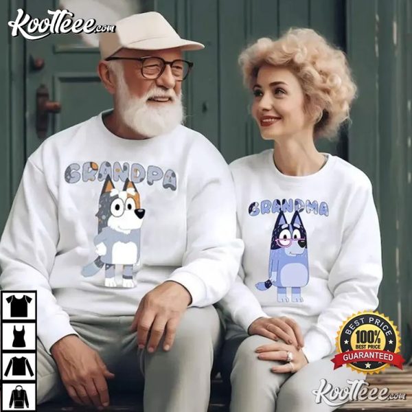 Bluey Grandpa Grandma Family Matching Couple Shirts