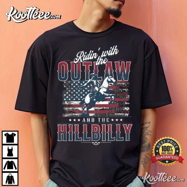 Ridin With The Outlaw And The Hillbilly Trump 2024 Election T-Shirt