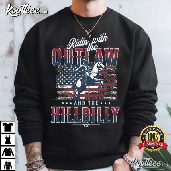 Ridin With The Outlaw And The Hillbilly Trump 2024 Election T-Shirt