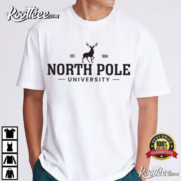 North Pole University Holiday Christmas T-Shirt