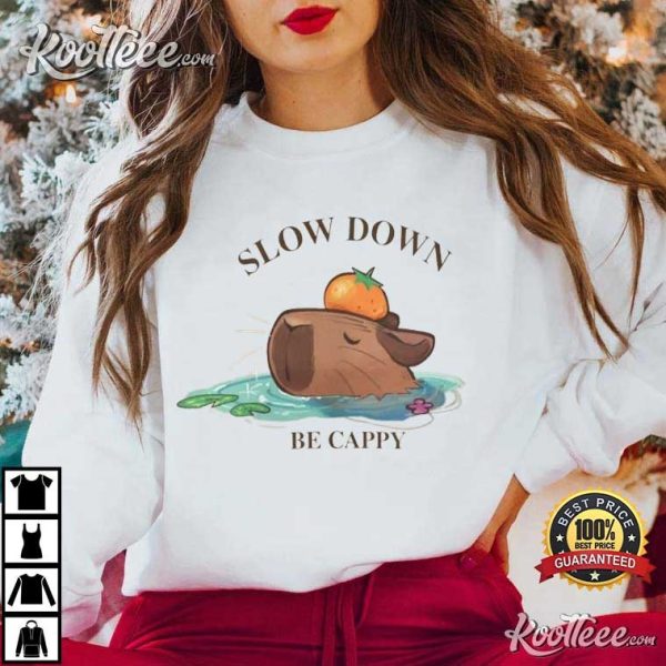 Slow Down Be Cappy Capybara Vibes T-Shirt