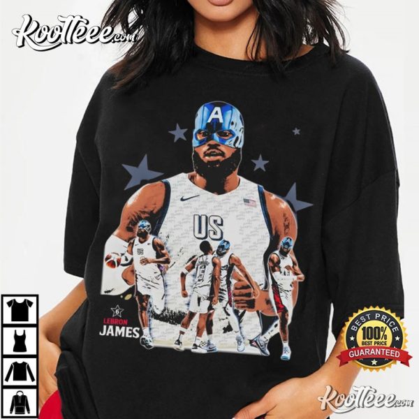 LeBron James USA Basketball Team Paris LeCaptain America T-Shirt