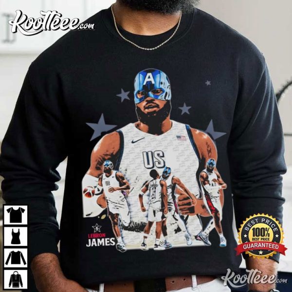 LeBron James USA Basketball Team Paris LeCaptain America T-Shirt