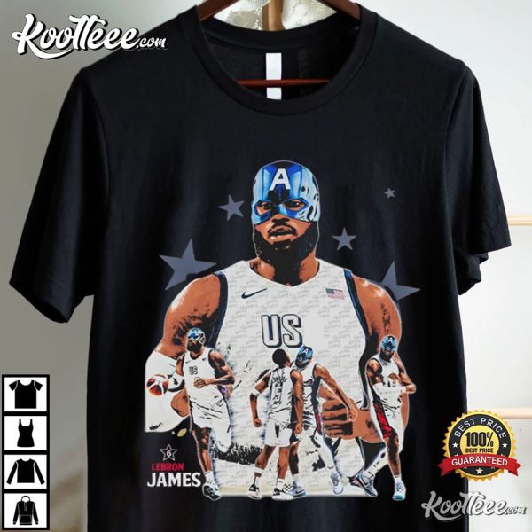 LeBron James USA Basketball Team Paris LeCaptain America T-Shirt