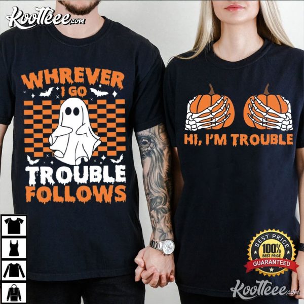 Trouble Funny Halloween Couples Matching Shirts