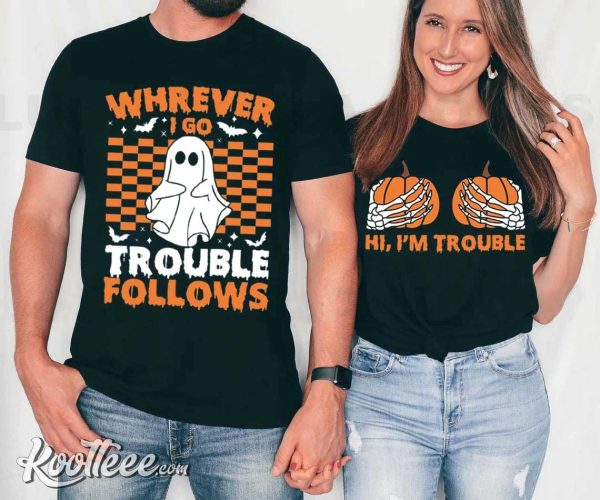 Trouble Funny Halloween Couples Matching Shirts