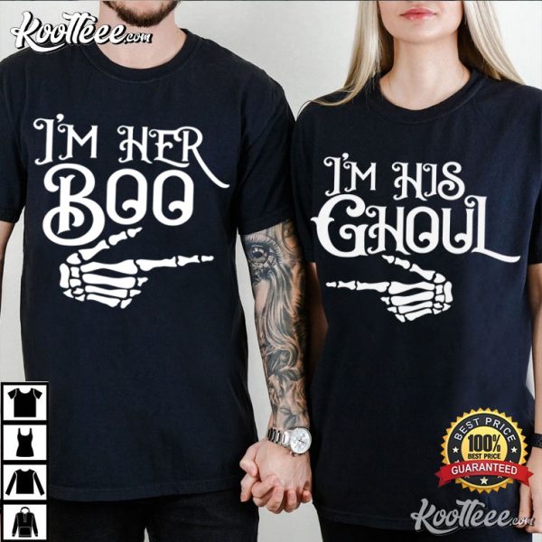 His And Her Halloween I’m Her Boo And I’m His Ghoul Couple Shirts