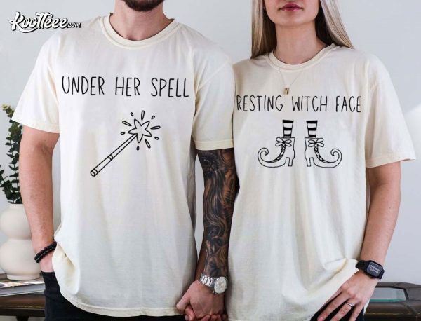 Resting Witch Face And Under Her Spell Halloween Couple Shirts