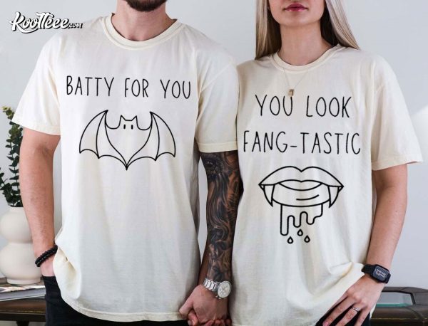 Vampire Bat Halloween Matching Couple Shirts